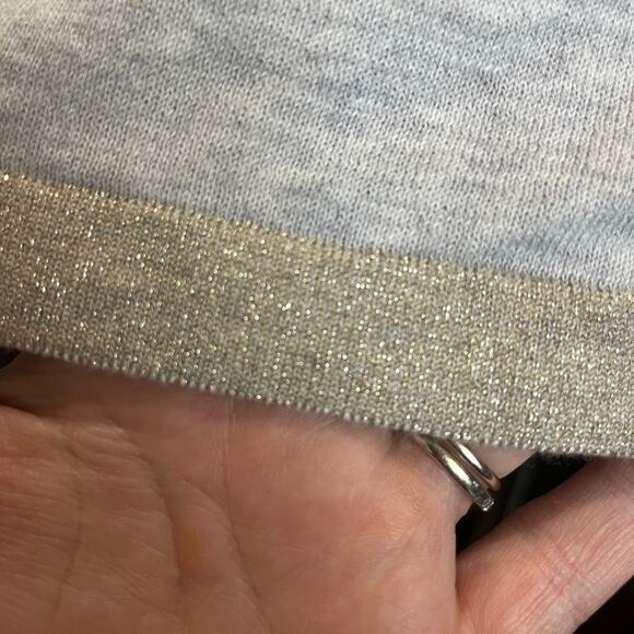 NWT Lilly Pulitzer Charla Sweater Heathered Seaside Grey Gold Metallic Ruffle S - Picture 8 of 14